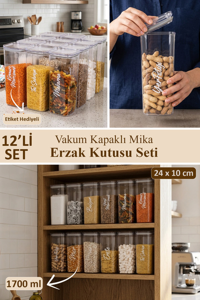 dnshome 12 Piece Grain Set 1700 ml Food Set Acrylic Storage Container with Tr...