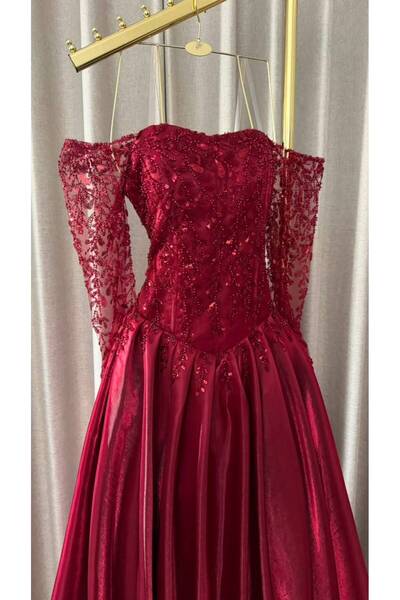 Bamah Classic Style Evening Dress with Beaded and Tulle Decoration Luxurious ...