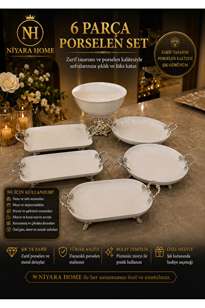 Niyara home 6-Piece Porcelain Set Adds Elegance and Luxury to Your Tables wit...