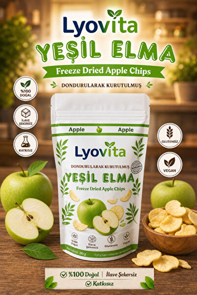 Dondurularak Kurutulmuş (Freeze Dried) Yeşil Elma 20 g