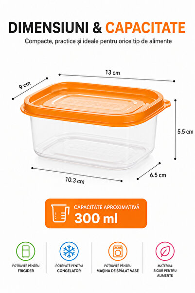 PUPSI Set 4 Caserole pentru Depozitare Alimente cu Capace Colorate, Recipient...
