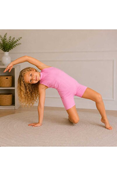 BEBEĞİME ÇORAP Girls' Pink Ballet Swimsuit /Gymnastics Swimsuit
