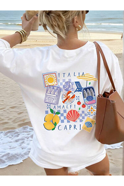 EYMORA Amalfi Capri Italy Printed White T-Shirt