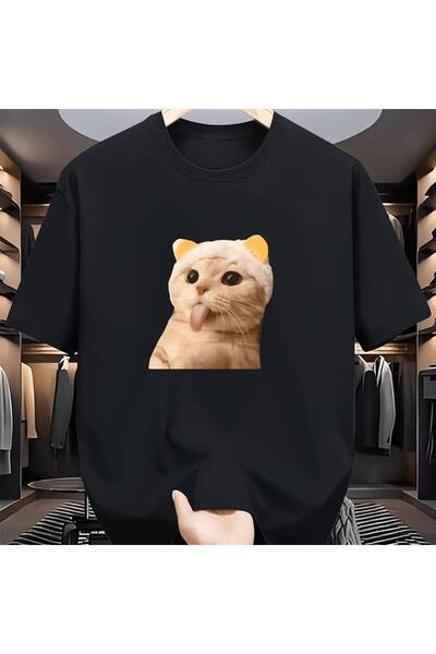 BASEPULSE Adorable Cat Pattern, Print Men'S T-Shirt, Novelty Design Men, Comf...