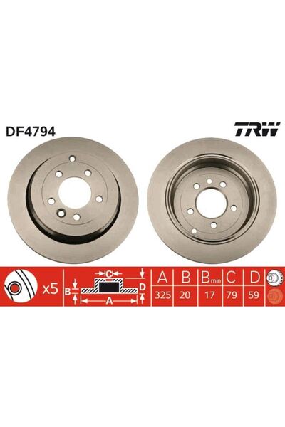 TRW MIXDEPO FREN DISKI ARKA LAND ROVER DISCOVERY III-IV (90242) L319 04-18