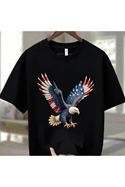 212Wear تي شيرت رجالي قطني بياقة دائرية بتصميم وطني، قميص صيفي داكن اللون ومس...