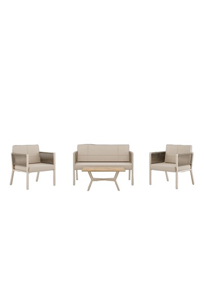 UPSTYLE Lido Bahçe & Balkon Oturma Takımı | Metal Karkas, 2+2 Koltuk, Cappuci...