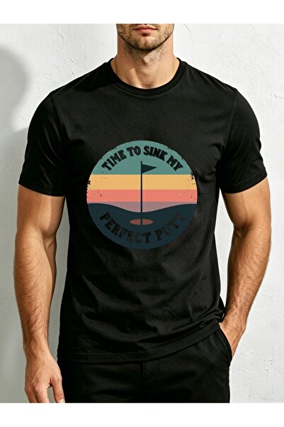 1001 Line Retro Vintage Style, Men'S T-Shirt, Time to Sink My Perfect Putt Go...