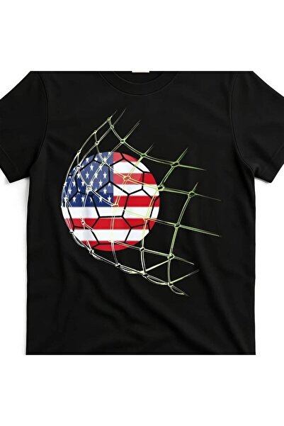 1001 Line USA National Jersey 2022 - Black with American Flag & Soccer Ball G...
