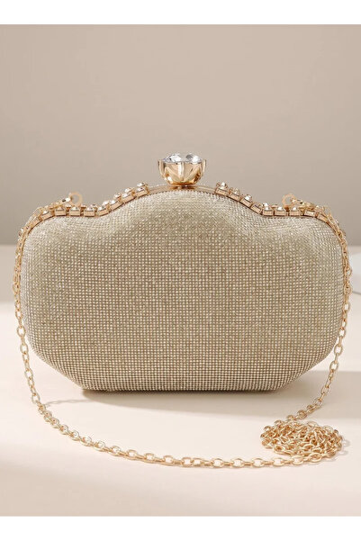 VİNY Women's Metallic Hard-Shell Clutch Bag - Silver, Gold, Blue
