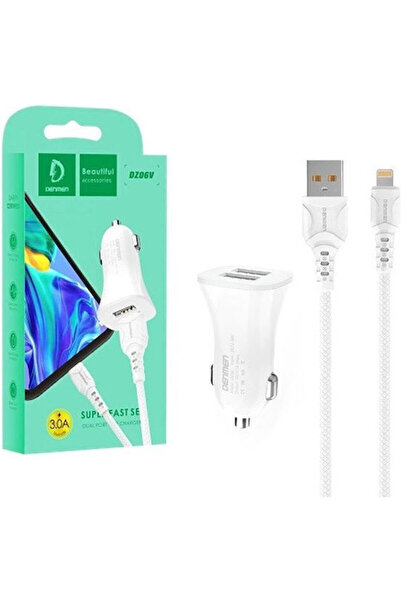 VEN-DENS Încărcător auto 15W 3A cu încărcare rapidă, cu porturi: 2xUSB cu cab...