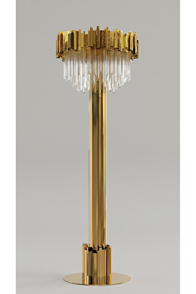 Vinner Royal Prestige 185 cm Kristal Sarkıtlı Gold Pirinç Lambader - Lüks Dek...