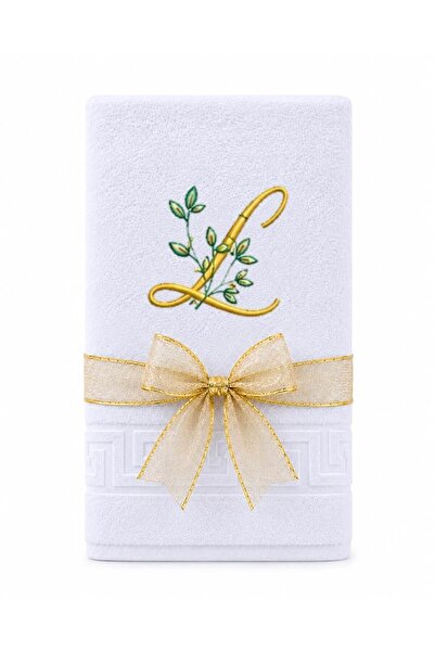 Ingift Prosop Brodat Personalizat cu Initiala L, 100% Bumbac, 50 x 90 cm, 500...