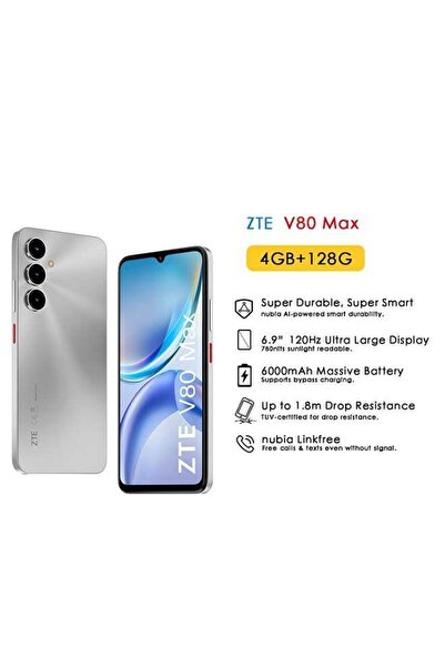 ZTE V80 Max 6.9-inch Stellar Silver HD+ 120Hz 4G+4G RAM 128GB 6000mAh 50MP AI...