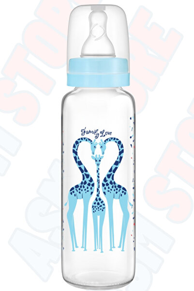 asmstore Asm - Glass Baby Bottle 240 ml 0-6 Months / Blue