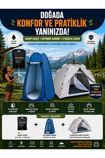Temur Company 6 Kişilik Çadır, Soyunma Kabini, Kamp Duşu hepsi bir arada