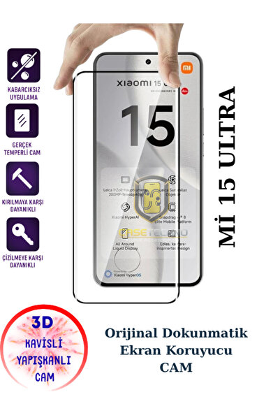 CaseTechnoo Mi 15 ULTRA Uyumlu Kavisli 3D Tam Kaplayan ESD Cam Ekran Koruyucu