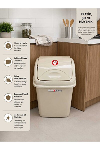 Asil Plastik Elegance 7.5 Liter Multi-Purpose Trash Can with Swinging Lid