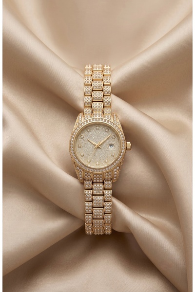 KLISHE Women's Steel Watch Gold Color Premium Stone Vintage Old Money Luxury ...
