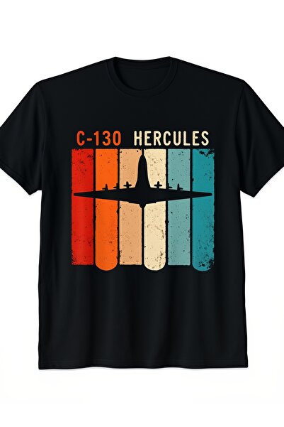 23 nisan تي شيرت C130 Hercules Aeroplane بتصميم كلاسيكي، تي شيرت كاجوال بأكما...