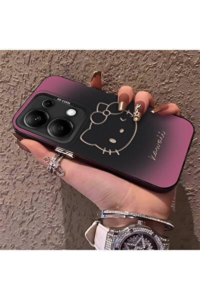 SLIMFELT Redmi Note 13 Pro 4G Uyumlu Sade Kedi Desenli Sert Kılıf, Düşmeye Da...