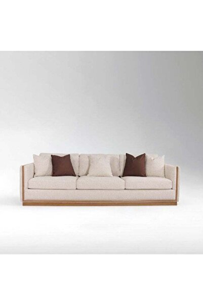Danube Home Krish 4 Seater Fabric Sofa - Light Grey/Brown