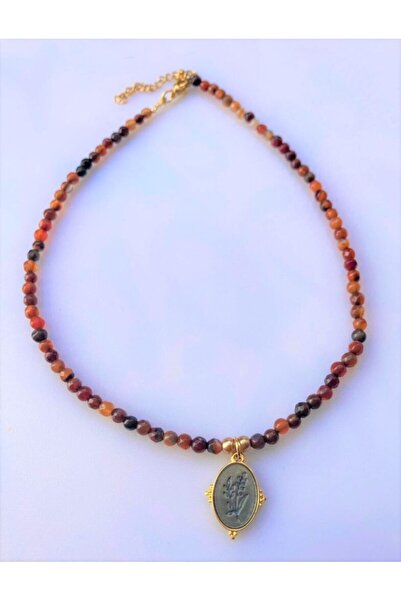 Handmade Πράσινο Κολιέ με Λουλούδια