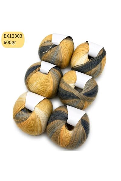 Oxford İplik İhraç Fazlası 6'lı Paket 600 gr Angora Ebruli EX12303