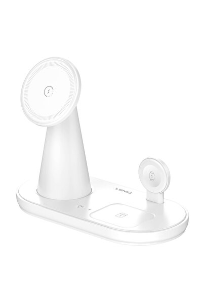 LDNIO ασύρματος φορτιστής WL01 με LED φωτισμό, 3 σε 1, 15W, λευκός