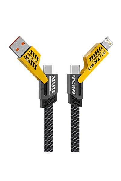 POWERTECH καλώδιο USB-C/USB σε USB-C/Lightning PTR-0164, 65W, 480Mbps, 1m, μαύρο