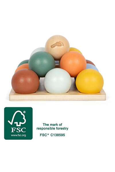 Small Foot Joc Montessori de sortare a mingilor – 14 mingi colorate din lemn ...