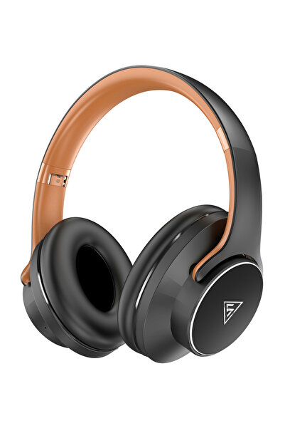 DOQAUS headphones DESIGN 1, ασύρματα & ενσύρματα, Φ40mm, 600mAh, μαύρα/καφέ