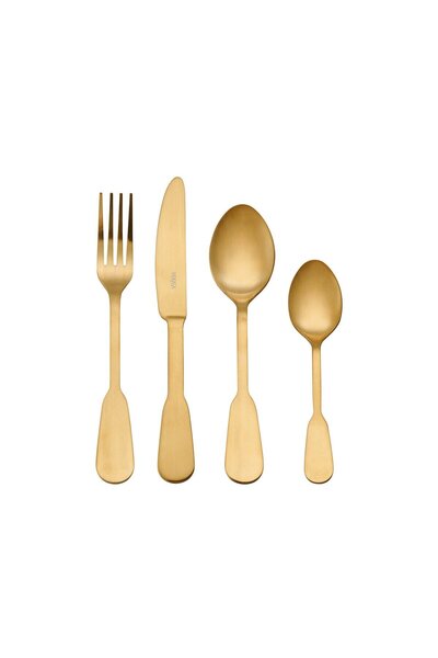 MIKASA Set tacamuri aurii 16 piese, Mikasa, inox 18/0, finisaj mat, pentru 4 ...