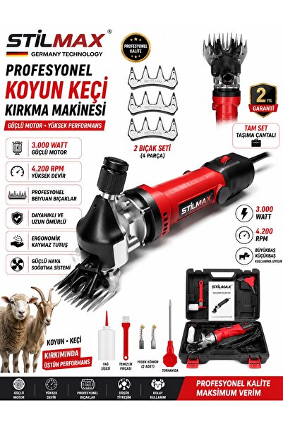 stilmax Koyun Keçi Kırkma Makinesi 3000W 4200 RPM Büyükbaş Küçükbaş Hayvan Kı...