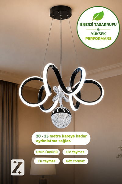 Zeda Teknoloji Light Yıldız Led Avize - Modern Led Sarkıt Avize 3 Renk Yanar