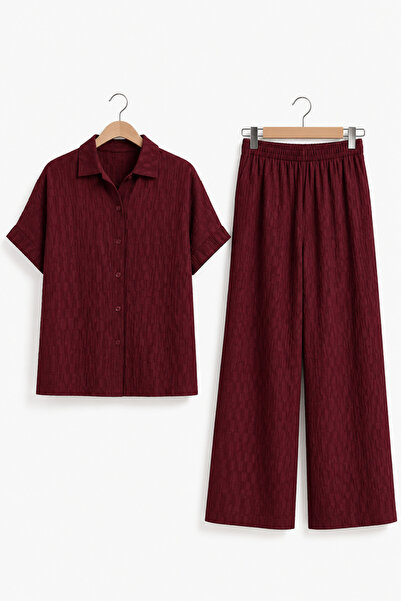 Talvien Shirt and Pants Double Textured Wrinkled Fabric Premium Textured Suit