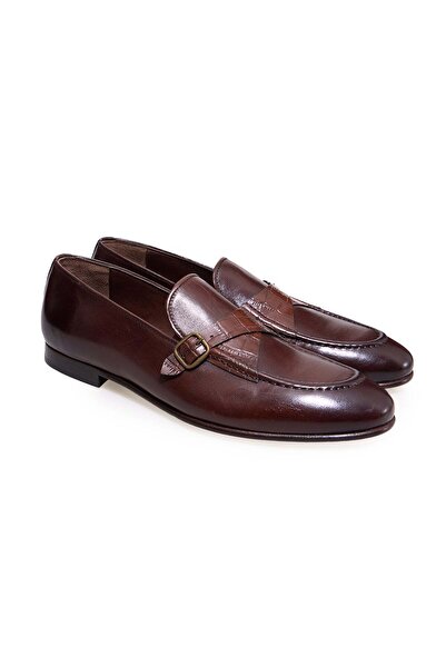 FRANCO CALVANI Brown Laceless Genuine Leather Leather Sole Men's Shoes