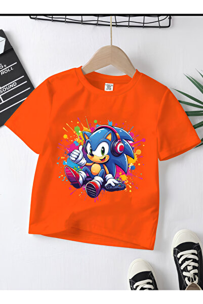 MAGORS تيشيرت للأطفال من SONIC THE HEDGEHOG بطبعة الموسم الجديد وياقة دائرية ...