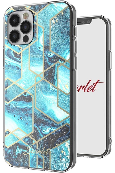 Ghostek Θήκη Stylish Scarlet Apple iPhone 12 / 12 Pro - Blue Waves