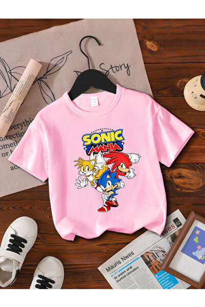 MAGORS Sonic the Hedgehog New Season Printed Circular Neck Cotton Short Sleev...
