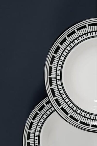 Yıldızan Via Aurelia Set of 2 27 cm Italian Patterned Porcelain Pasta Bowls 9...