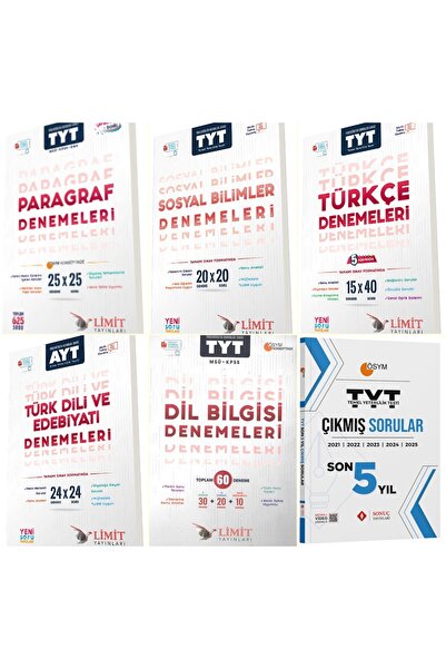 Limit Yayınları Branş Deneme Seti 2025-2026 (TYT son 5yıl çıkmış sorular hediye)