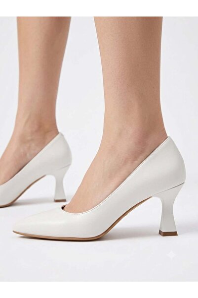 asmi shoes Γυναικείο στιλέτο με λεπτό τακούνι Flora White 6 εκ.