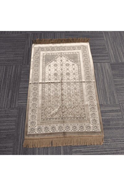 mybedesten Luxurious Embossed Mihrap Patterned Velvet Prayer Rug