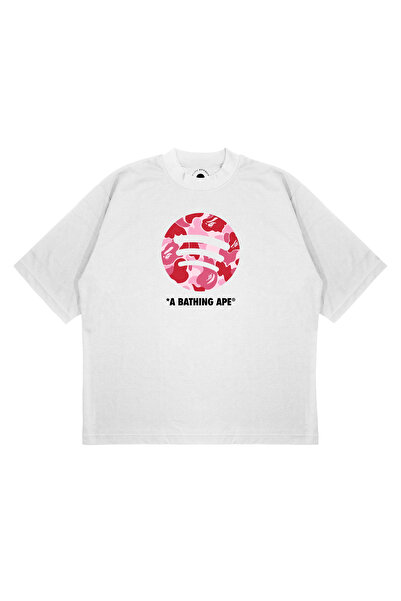 PURE EFFECT Unisex Oversize a Bathing Ape Spotify Printed Boxy Fit Thick Fabr...
