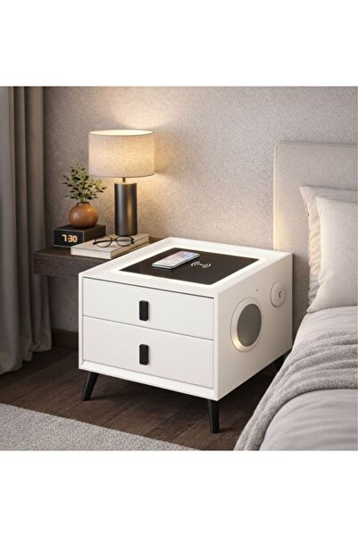 OEM Noptiera Smart-2 Sertare ,Incarcare Wireless, Lumini, si Boxa Bluetooth