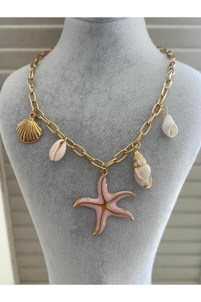 Gosea Starfish Seashell Gold Color Charm Necklace |   Summer Themed Beach Nec...