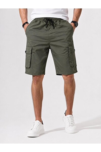 CLASSİCS MEN Ανδρικό σορτς Comfort Fit λινό με ελαστική μέση τσέπη Capri