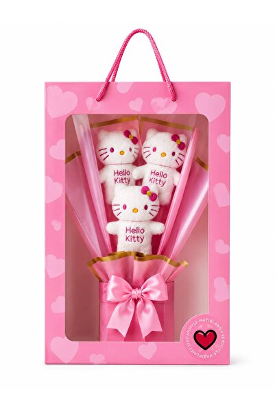 BYSHOPPİNG Sevgiliye Özel 3’lü Hello Kitty Peluş Buketi Hediye Seti - Çantalı...