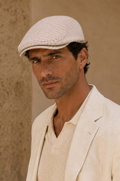 Külah Sorrento Sand Linen Textured Slim Fit Kasket – Flat Cap |   Riviera Col...